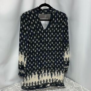 WAYF Mini Shirt Dress Navy Floral with Cutout detail size XS